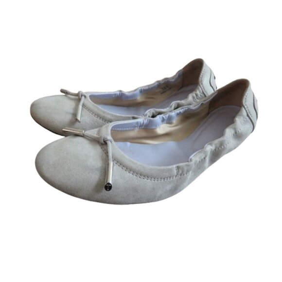 TOD'S Dee Laccetto Silver Metallic Leather Foldable Ballet Flat Shoes Size US 6 - Picture 1 of 13
